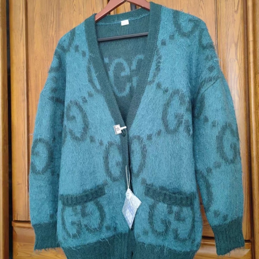 Gucci Teal and Forest Green Women's Cardigan